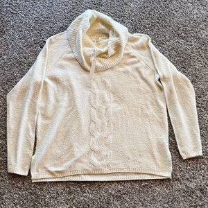 Caslon Cream Cable-Front Cowl Neck Sweater